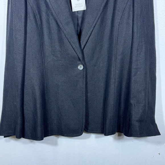 Vintage Talbots Black Linen Blend Blazer Sz 12 Single Breasted Y2K Career Jacket - Picture 2 of 16